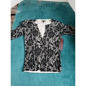 Sofia Vergara Sweater Size Mediun Womens Black Lace Pattern Ladies NWT